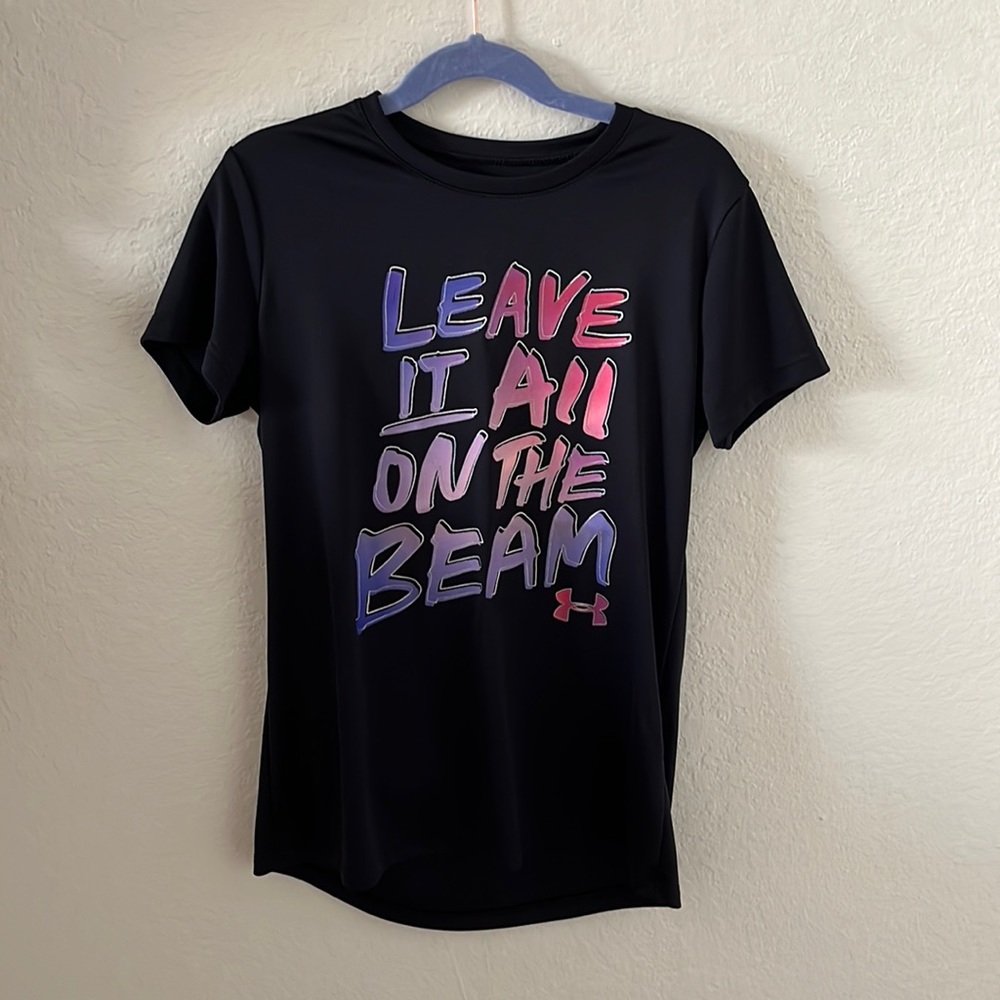 Selling girls Child Medium heat gear black workout shirt from Under Armour